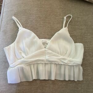 Cream Ribbed Ruched Camisole Top